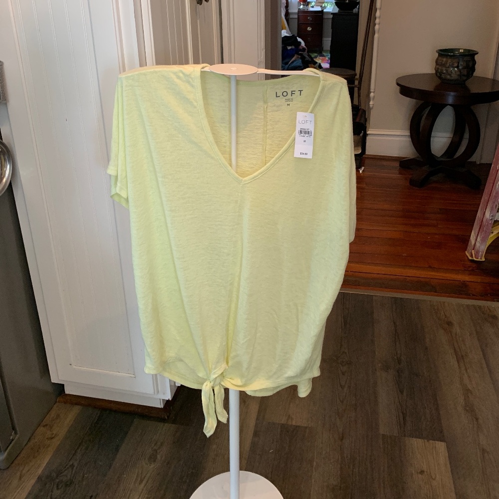 Loft soft yellow bottom tie tee. NWT. Retail 34.50